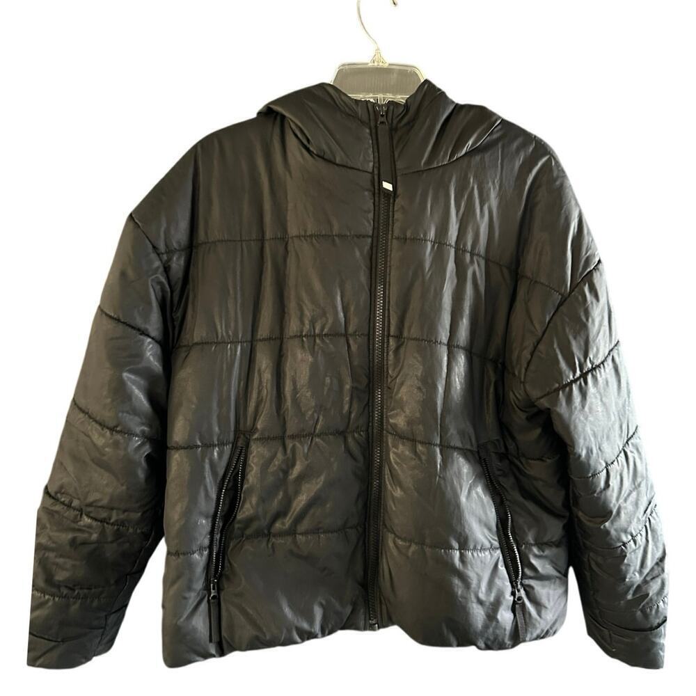 Nike Therma-Fit Black Hooded Sportswear Big Swoosh Zip Up Puffer Jacket Size M - Picture 2 of 10